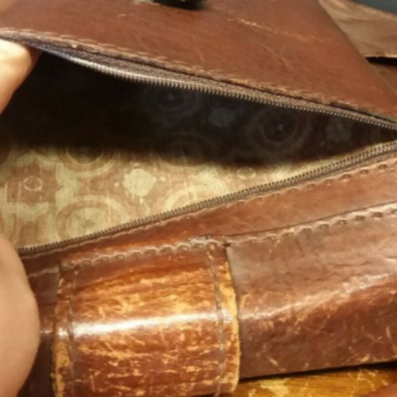 VTG Antique Italian Leather Crossbody Shoulder Bag - Picture 12 of 12